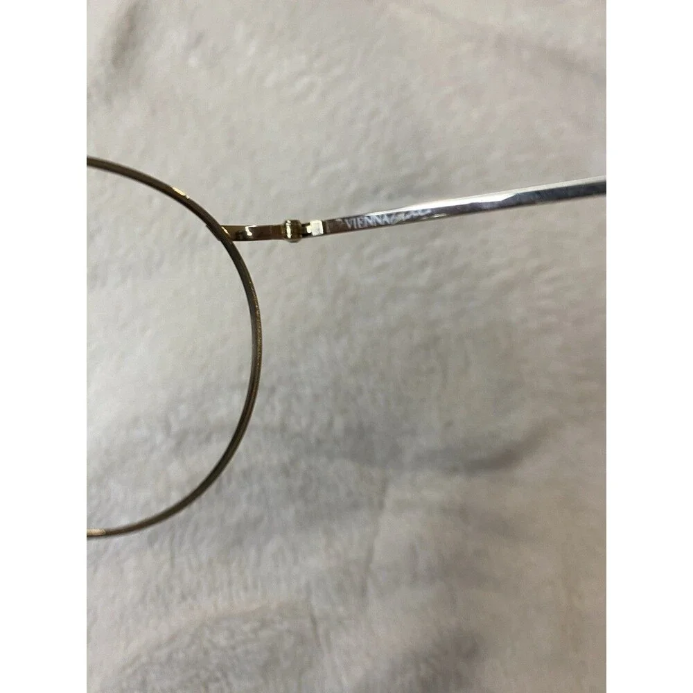 VTG 80s Vienna Line 1554 gold finish round eyeglasses frame Germany 40-52-20-140